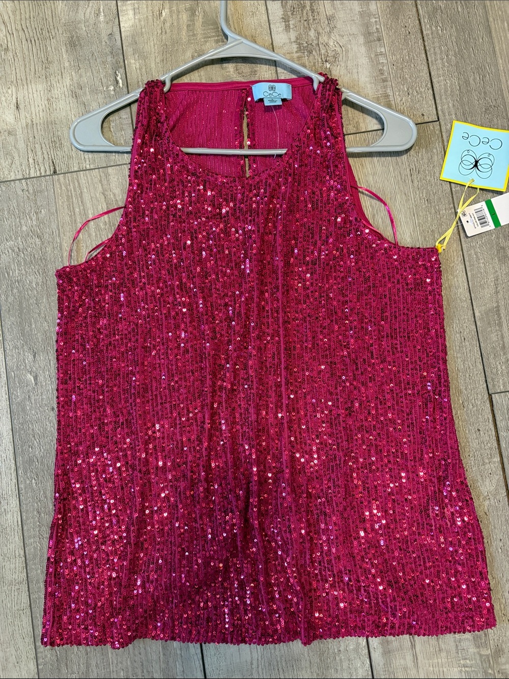 C.C Pink Sequin Tank Top